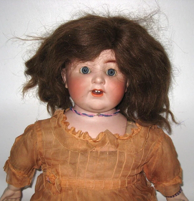 Antique German K & K Bisque Head 20" Doll #56 Cloth Body Sleep Eyes Unusual