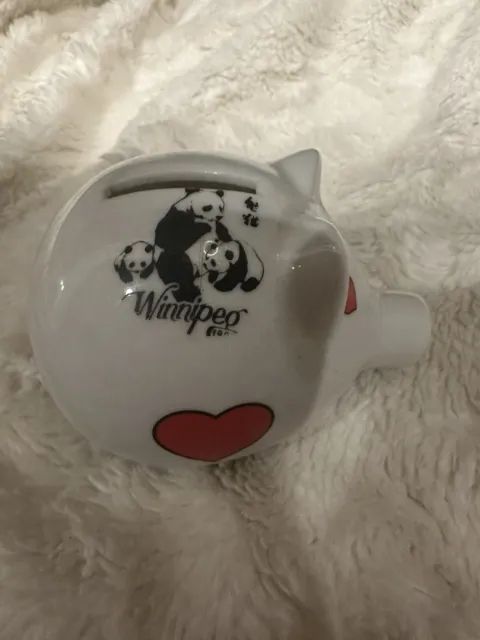 Vintage Ceramic Piggy Bank Winnipeg Manitoba Canada Zoo Pandas 1989