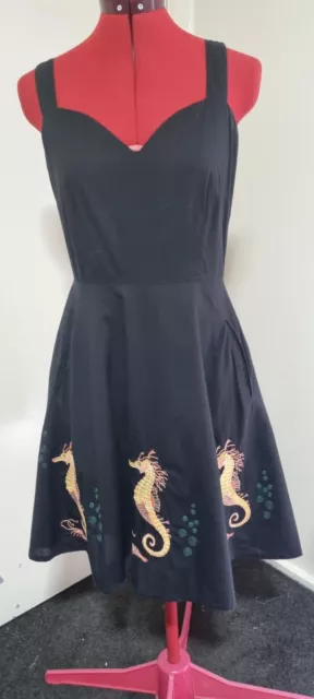 Dangerfield Seahorse Dress. Size 8. Beautiful Embroidery. Fit & Flare