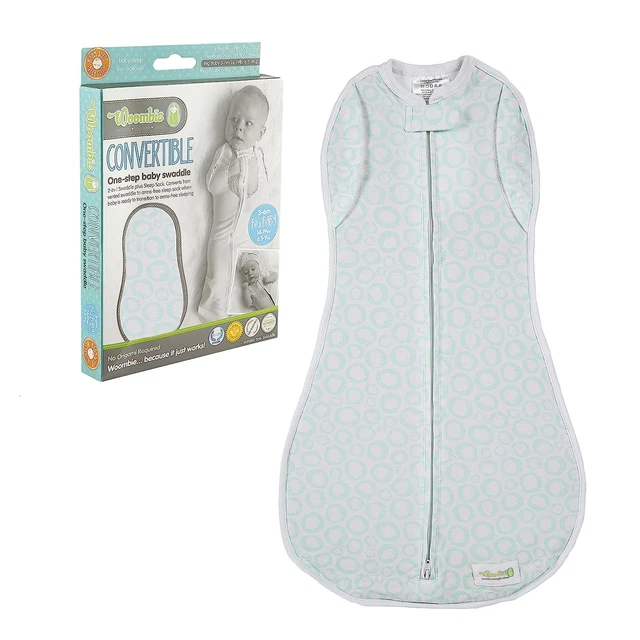 Woombie Convertible Unvented Nursery Swaddling Blankets, Mint Os, 14-19 Pounds