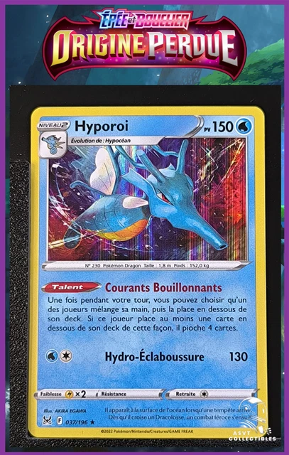 Carte Pokémon HOLO Hyporoi 037/196 EB11 Epée & Bouclier Origine Perdue FR NEUF Carte Pokémon HOLO Hyporoi 037/196 EB11 Epée & Bouclier Origine Perdue FR NEUF
