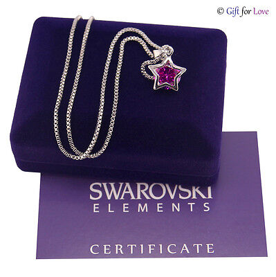 Necklace Women's Silver Swarovski Elements Original G4Love Crystal Star Purple