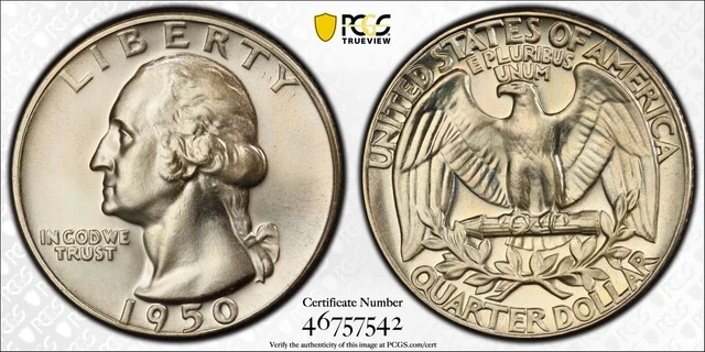 1950 P Quarter Dollars Silver Coinage PCGS PR-67