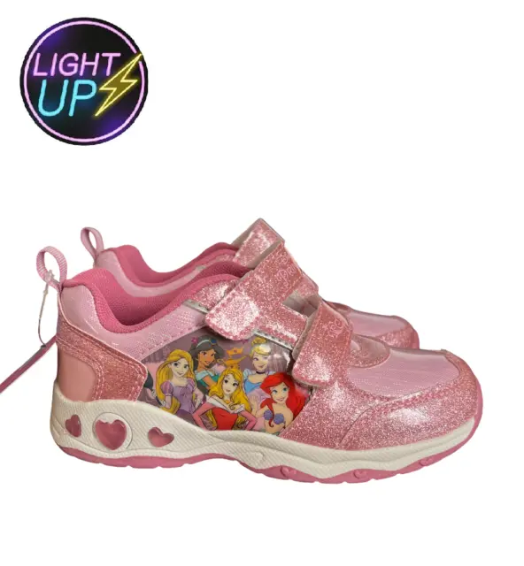 Nuove scarpe da corsa per bambini Disney Princess rosa lucide per ragazze taglia C4 a 2