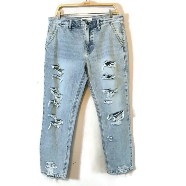 KanCan Acid Wash Destructed High Rise Mom Jeans Tapered Leg Women’s size 29 8