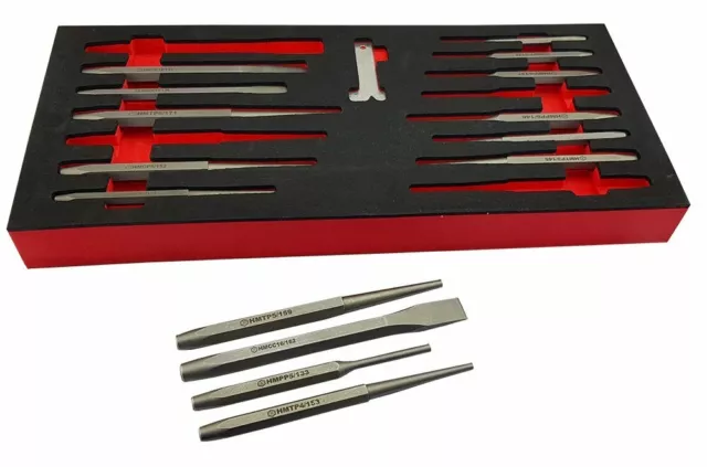 Britool Hallmark PUNCH CHISEL SET in Foam Holder COLD CHISELS CENTRE PUNCHES