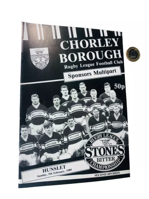 Rugby Programme Chorley Borough Vs Hunslet February 1989 Vintage ra