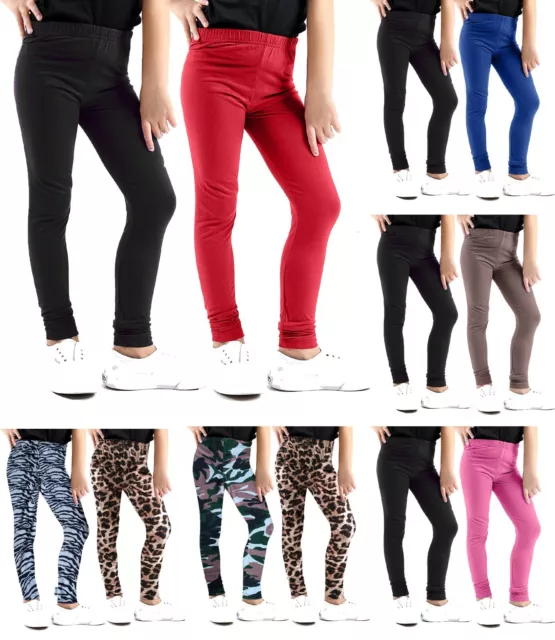 2 x pantaloni per ragazze *leggings neri animali semplici stampati pantaloni bambini combinazione nera*