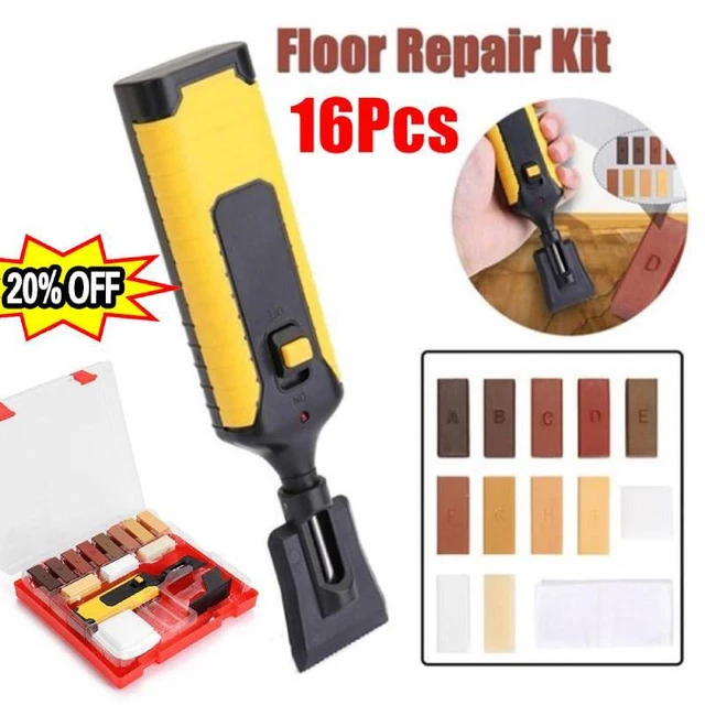 Kit de reparación de muebles de piso laminado 16 piezas sistema de cera para astillas rascado