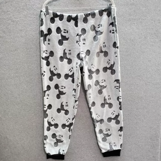 Disney Women Sleepwear XL White Lounge Pants Mickey Mouse Allover Print Fleece