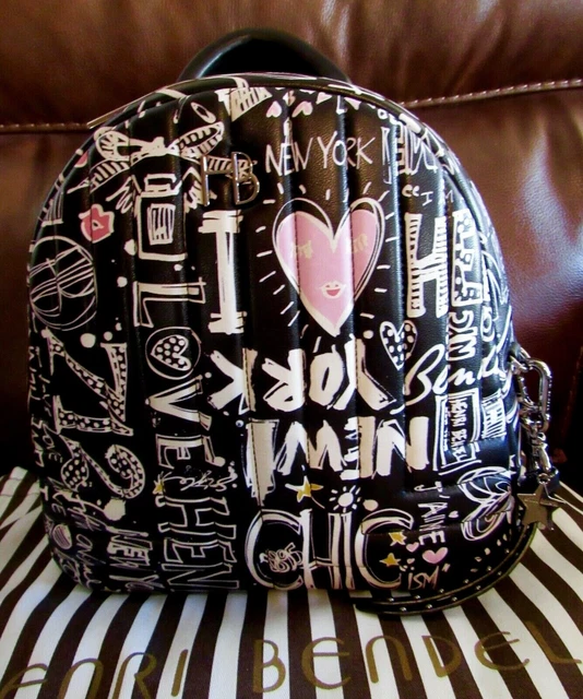 HENRI BENDEL QUILTED Black Leather 712 Graffiti Print Convertible Backpack NWT 650.00 PicClick