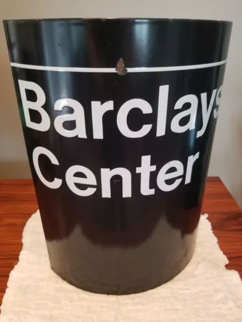 Original Vintage Barclays Center NYC MTA Subway Station Heavy Porcelain Sign!