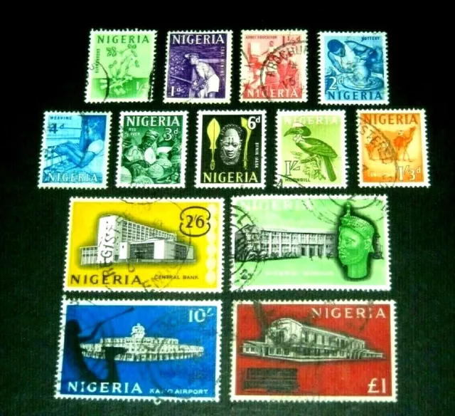 Q.E.II 1961 COMPLETE USED SET OF 13 NIGERIA STAMPS CAT.£28+ ONLY £7.99p