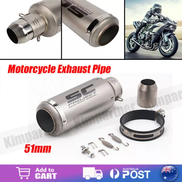 51mm Universal Motorcycle Slip On Exhaust Muffler Pipes Rear Pipe Tailpipe Tips