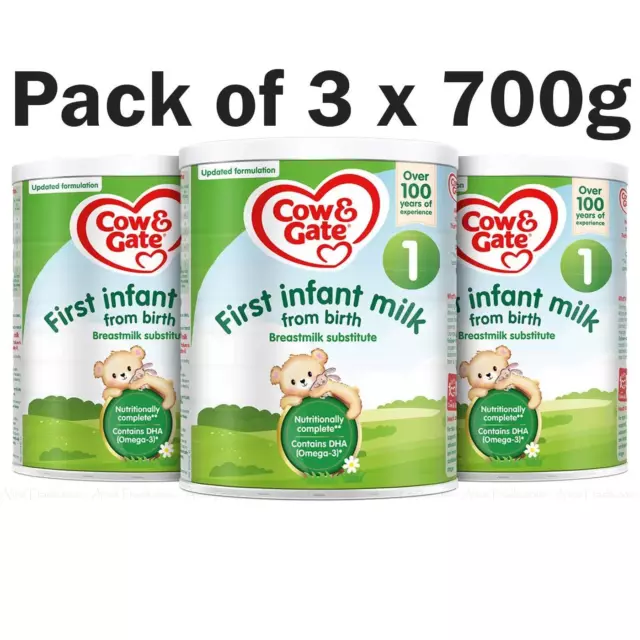 Cow & Gate First Infant Milk Stage 1 Birth Formula Powder Substitute Pack 3x700g