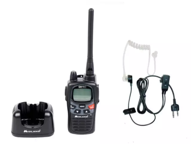 MIDLAND G9 PRO CAMOUFLAGE WALKIE TALKIE 30 KM CHARGER + LARYNGOPHONE WITH  PTT