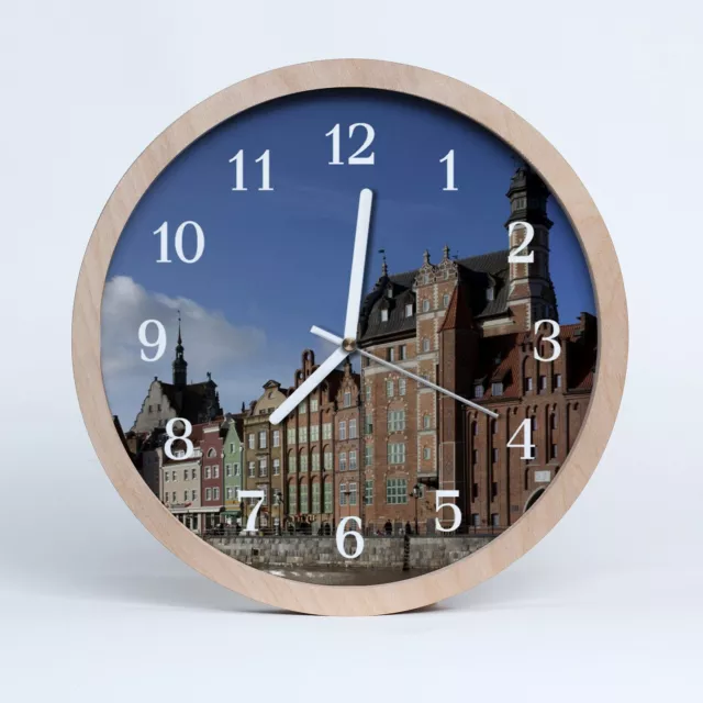 Tulup Reloj de madera 30fi cm reloj de pared - La ciudad de Gdansk Ciudad