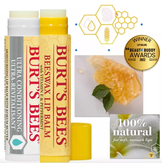 4x Bálsamo Labial Adhesivo Burt's Bees Ultra Acondicionador Cera Hidratante Eeuu