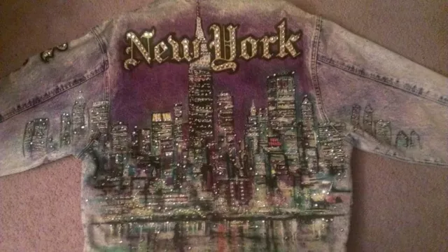 Hand Painted New York Tony Alamo Of Nashville Swarovski Jacket