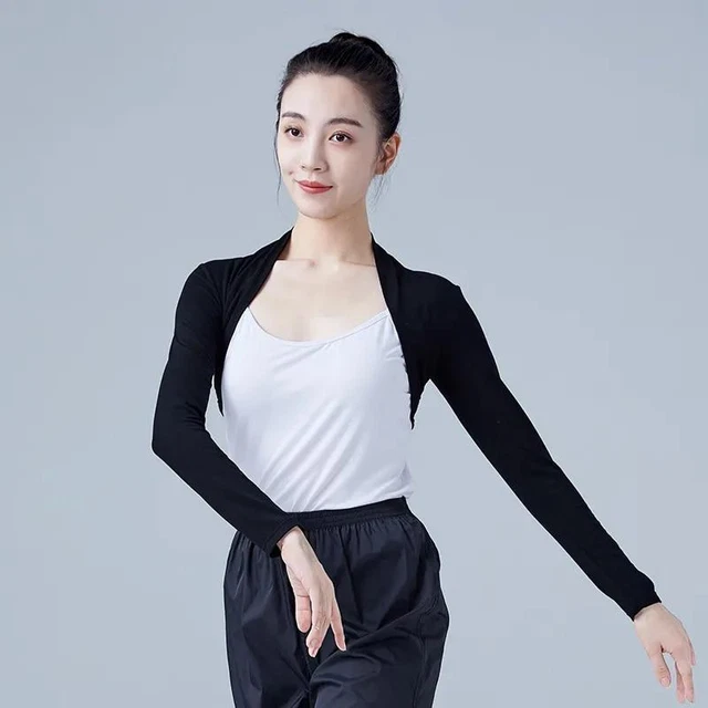 Women Long Sleeve Open Front Cropped Ruched Top Ladies Casual Dance Bolero Shrug
