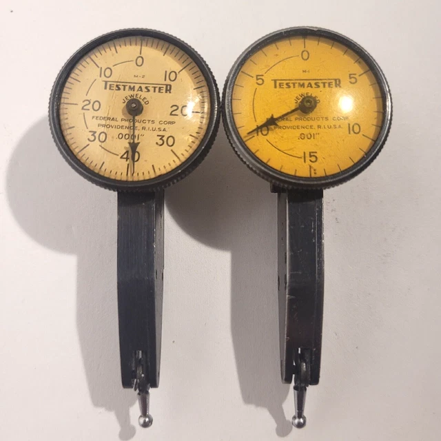 2 Vintage Federal Testmaster Indicators M2 .0001" & M1 .001 Jeweled  W/EXTRAS!