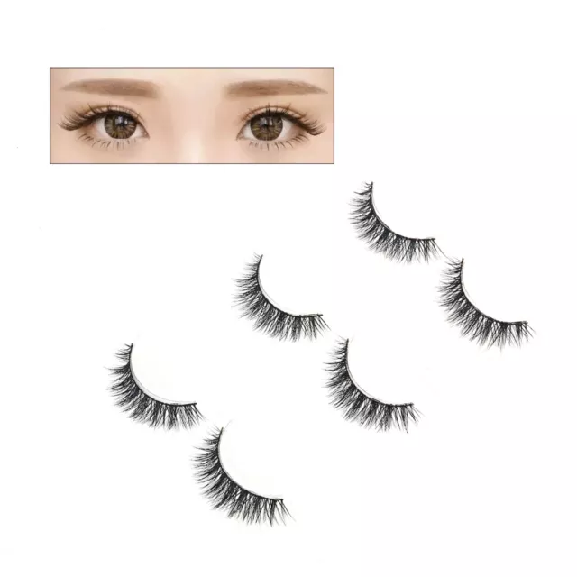 3 Pairs False Eyelashes Thick Natural Looking Fake Lashes Ladies