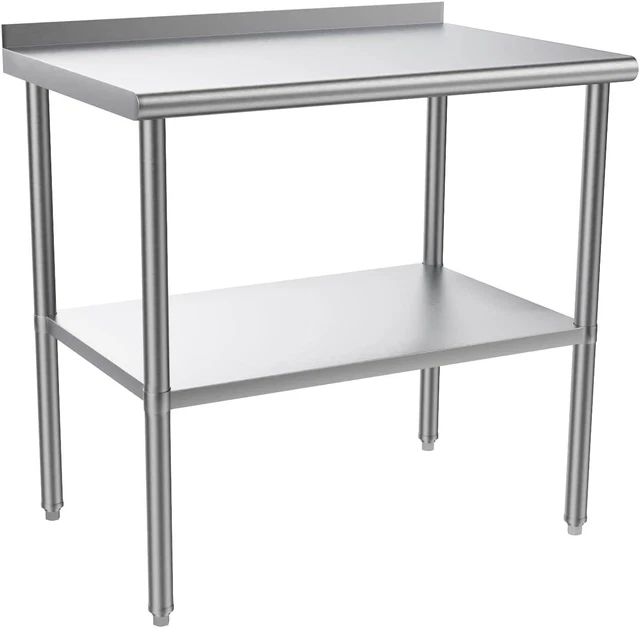 36'' x 24'' Stainless Steel Table for Prep & Work with Adjustable UnderShelf