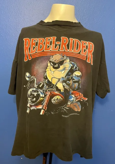 Vintage 90s REBEL RIDER Tasmanian Devil TAZ T Shirt Size XL Made In The USA 1992