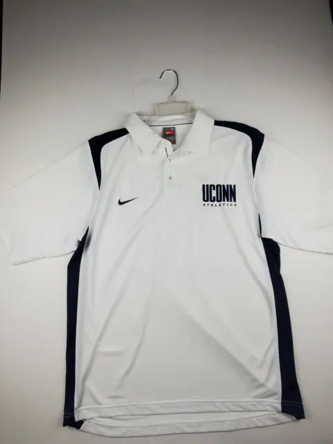 Nike Team Mens Polo Shirt UCONN Athletics White w/Navy Size Medium
