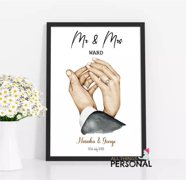 Personalised Wedding Gift Mr & Mrs Print for Bride and Groom Present Newly Weds