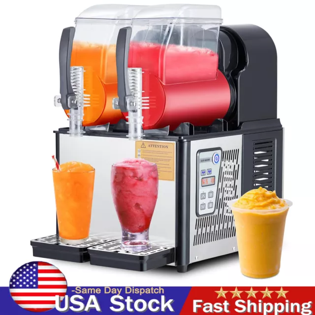 2x4L Commercial Slushie Machine Margarita Slush Maker Frozen Drink Machine 2Tank