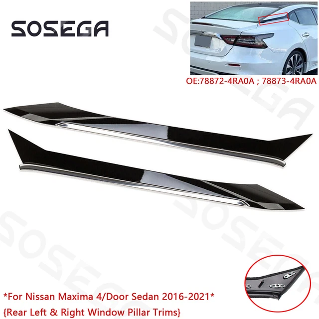 Rear Right Pillar Trim For 2016-2021 Nissan Maxima - Black/Silver Replacement Molding Panel (78872-9DJ1A)