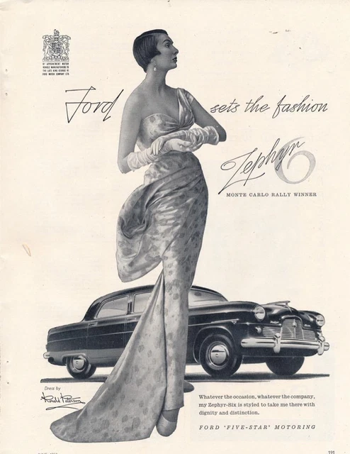 Magazine Ad - 1953 - Ford Zephyr 6 - Ronald Patterson dress - British