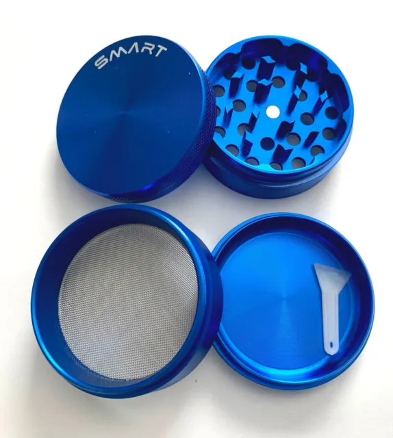 4 Piece Blue 2.25" Aluminum Smoke Spice Herbal Tobacco Grinder  Herb Crusher