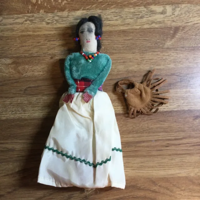 Vintage Native American Navajo Indian Rag Doll Purse Folk Art Beaded Hand Made