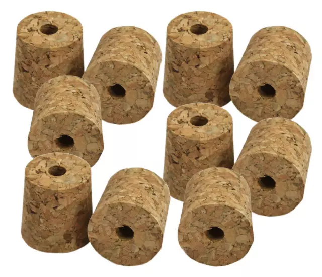 10 x Bored Cork Bungs - To Fit 1 Gallon Demijohn / Airlock - Home Brew