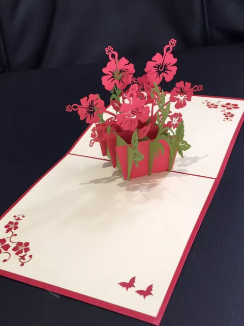 All occasions Flowers handmade card 3d pop up & origami