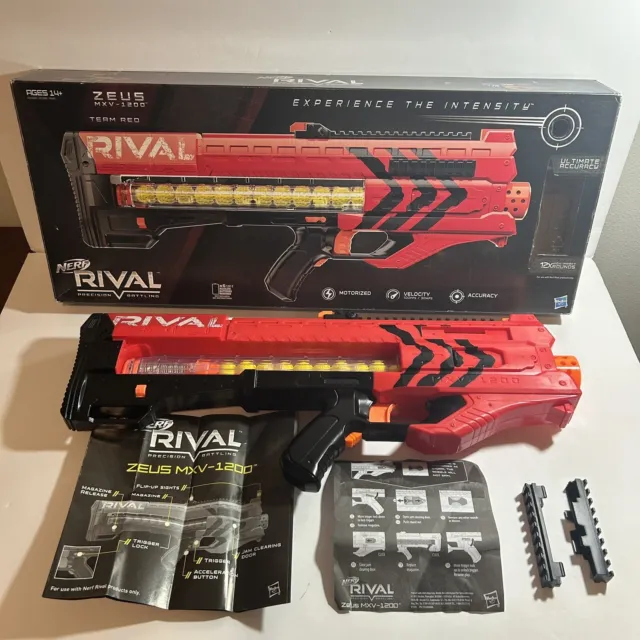 NERF Rival Zeus MXV-1200 Blaster and Magazine Red-Tested And Working