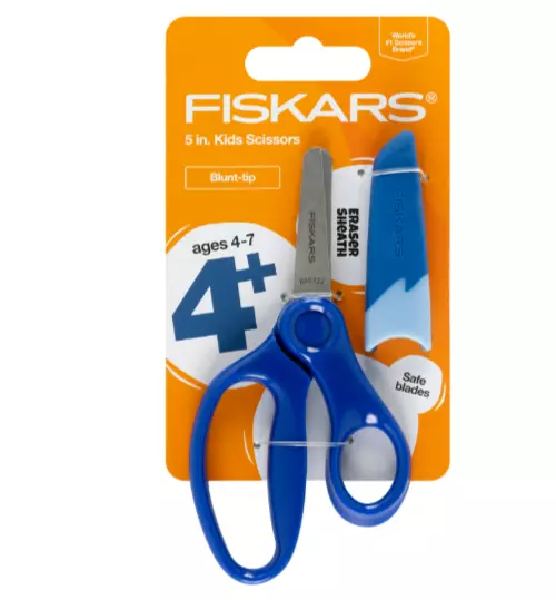 Fiskars 5 Pointed-tip Kids Safety Scissors with Eraser Cover Sheath (Select Color) Green
