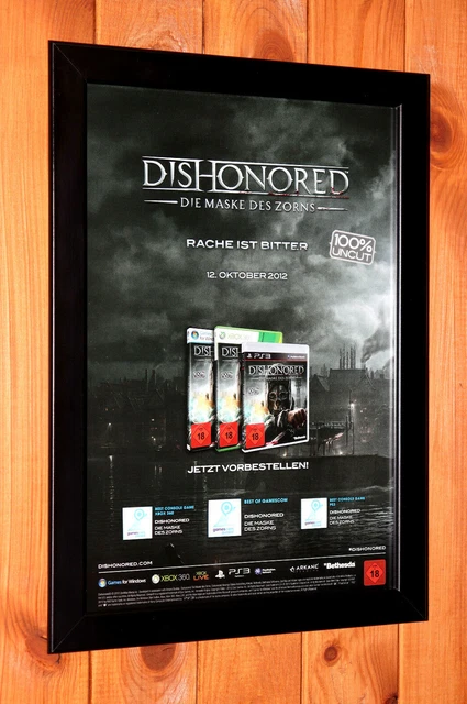 Dishonored Video Game PS3 Xbox 360 Rare Small Promo Poster / Ad Page Framed.