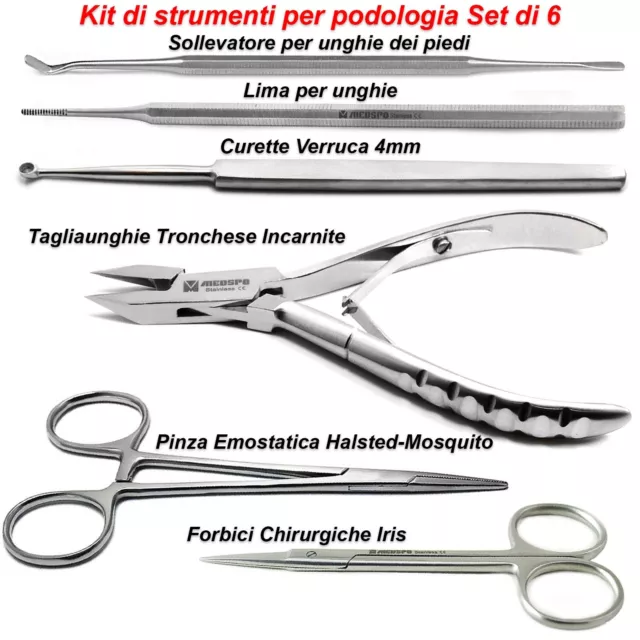 Kit Strumenti Podologia Tagliaunghie Incarnite Pedicure Pinza Chirurgica Forbici