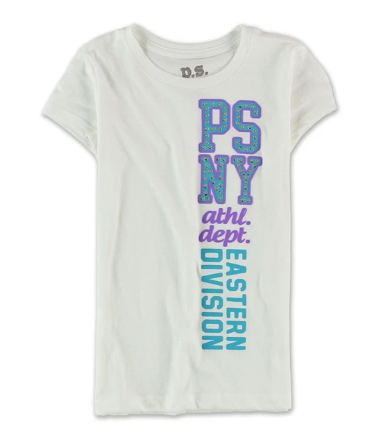 Aeropostale Girls Sequined PSNY Embellished T-Shirt, White, XS (7)