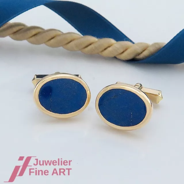 klassische Manschettenknöpfe mit großen Lapis-Lazuli Steinen in 18K/750 Gelbgold