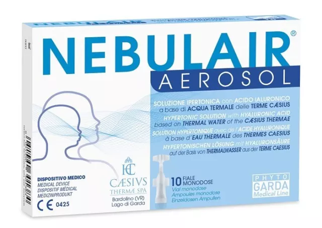 Nebulair aerosol 10 fliale soluzione ipertonica + acido ialuronico decongesti...