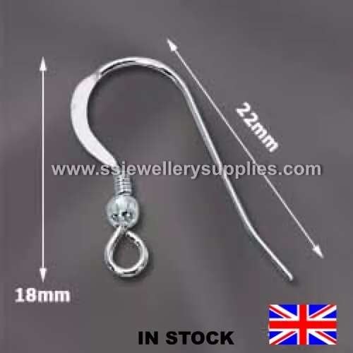 Sterling Silver Ball & Coil Ear Wires. 21g (0.7mm). Pack of 50