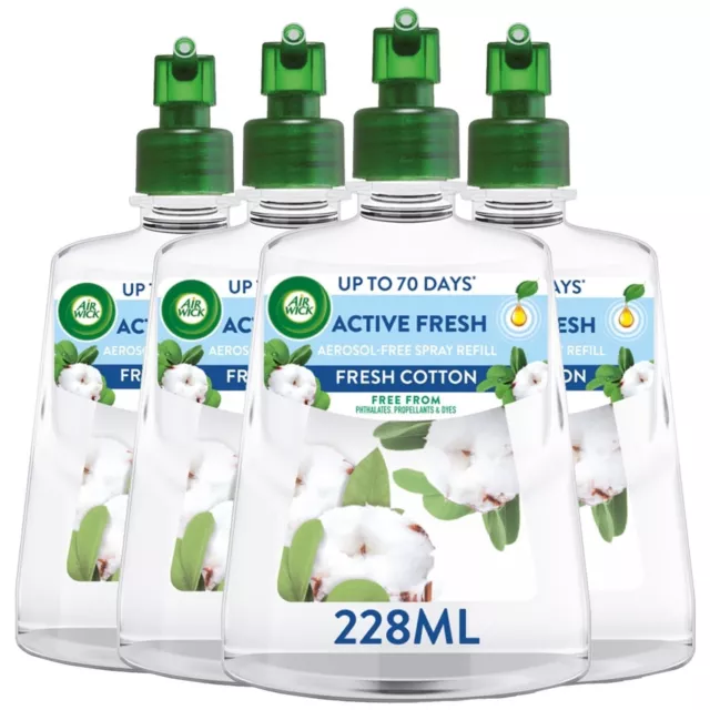 Air Wick Aerosol-Free Automatic Air Freshener Spray, Fresh Cotton, Refills, 24x7 Active Fresh Odour Neutraliser