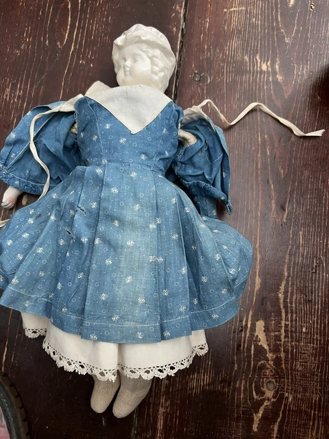 antique victorian plaster head leather straw stuffed doll