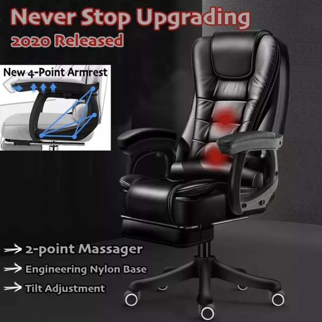 Massage Office Chair Recliner Computer Gaming Seat PU Leather