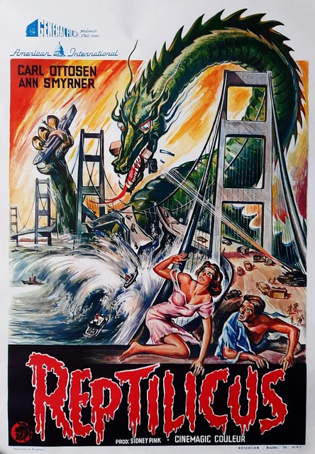 Neptilious Full Body REPTILICUS AFFICHE CINEMA Spectaculaire Annees 1960 EUR 21,99 - PicClick FR