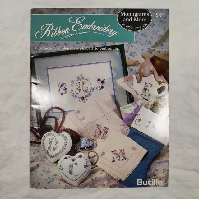 Ribbon Embroidery Monograms & More 1996 Vintage Bucilla Instructional Book